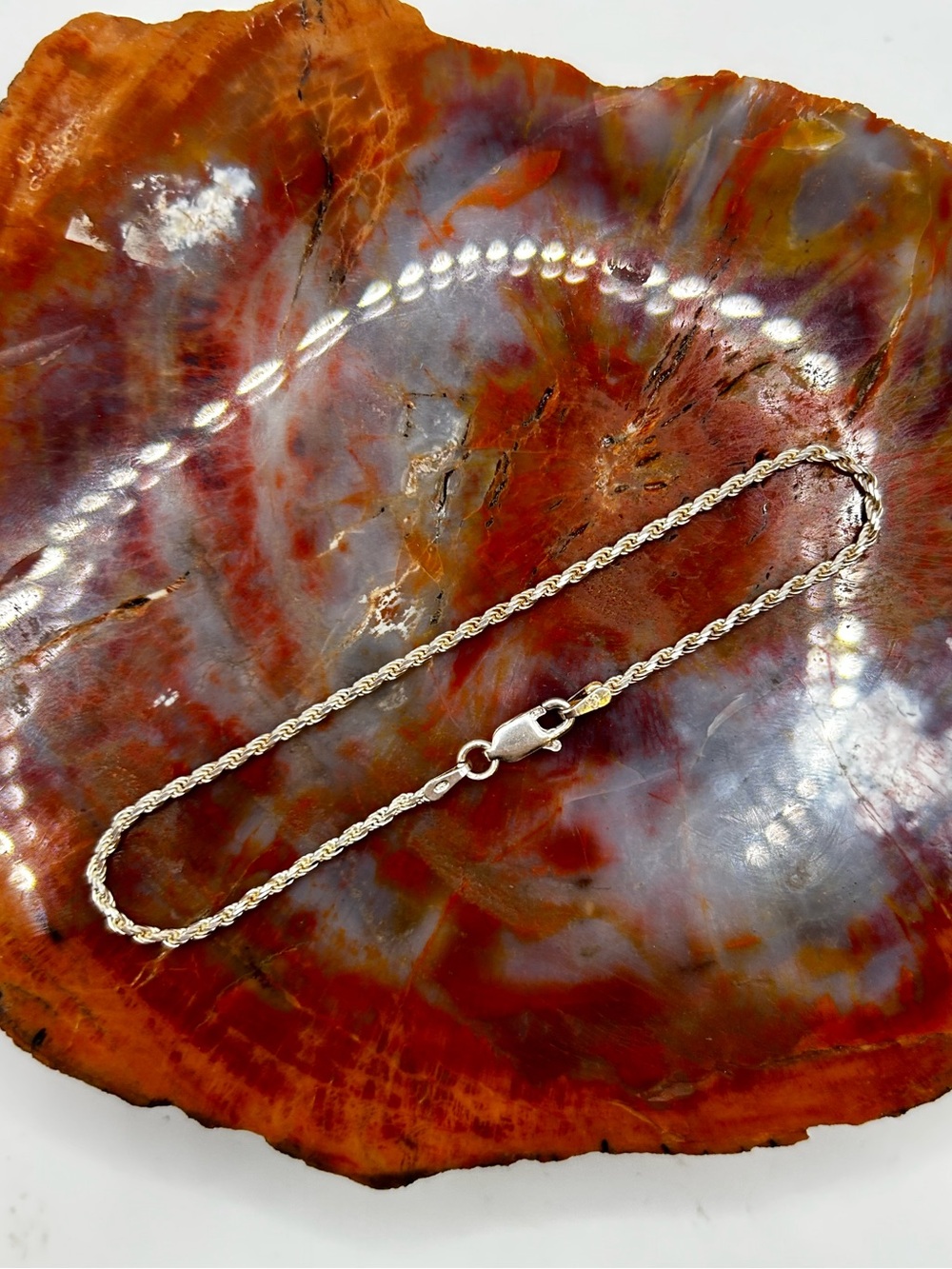 Sterling Silver Thin Rope Chain Bracelet - 7.25 inches